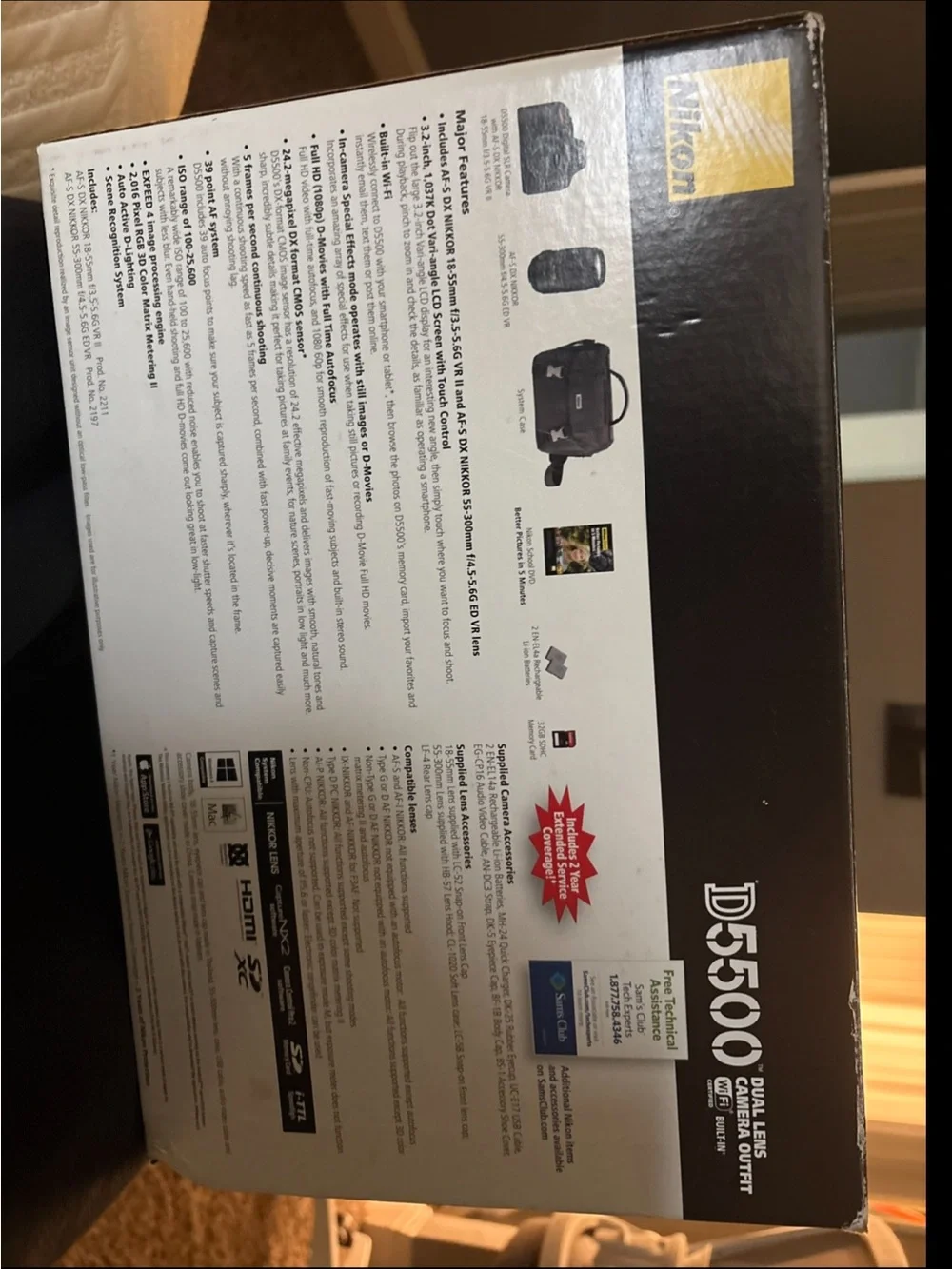 Nikon D5500 Dual Lens Camera Outfit - Black and Yellow Packaging